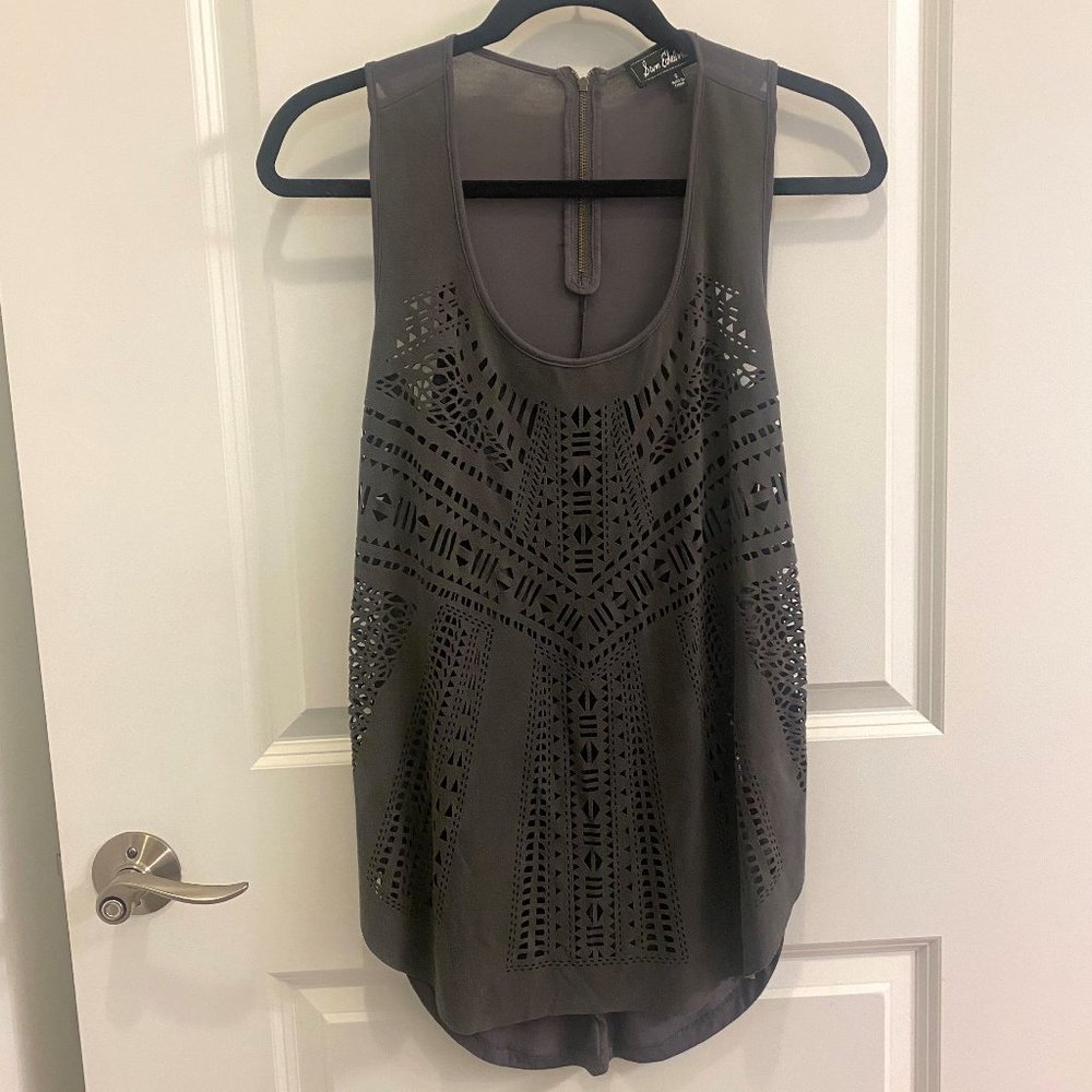 Sam Edelman Women's Grey Faux Suede Cut Out Tank